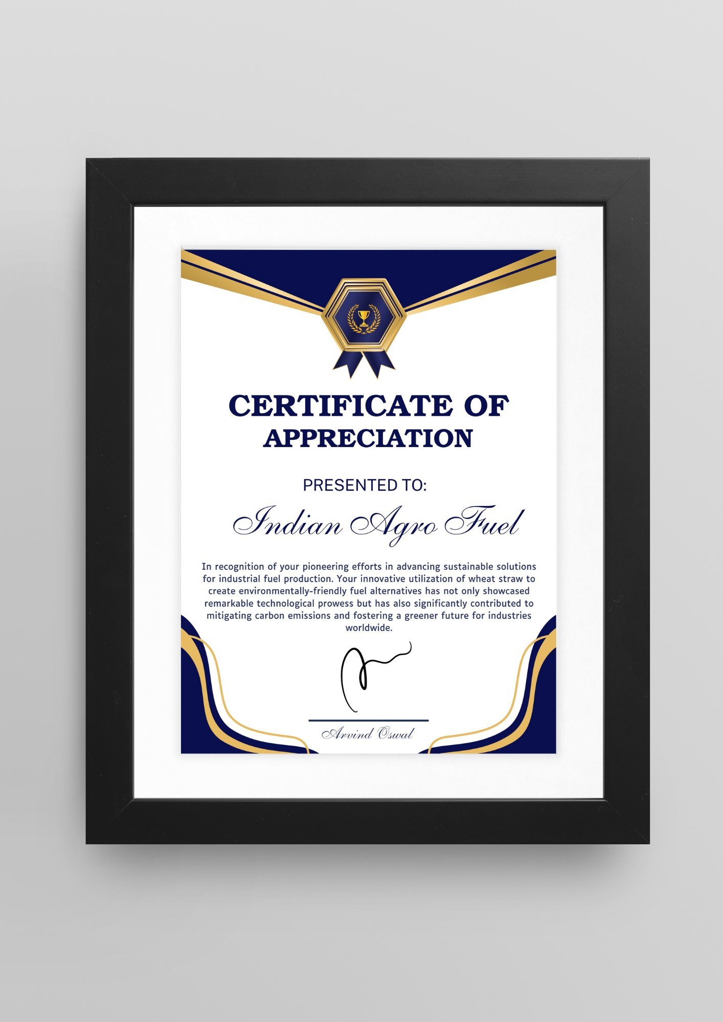 Certificate of Appreciation